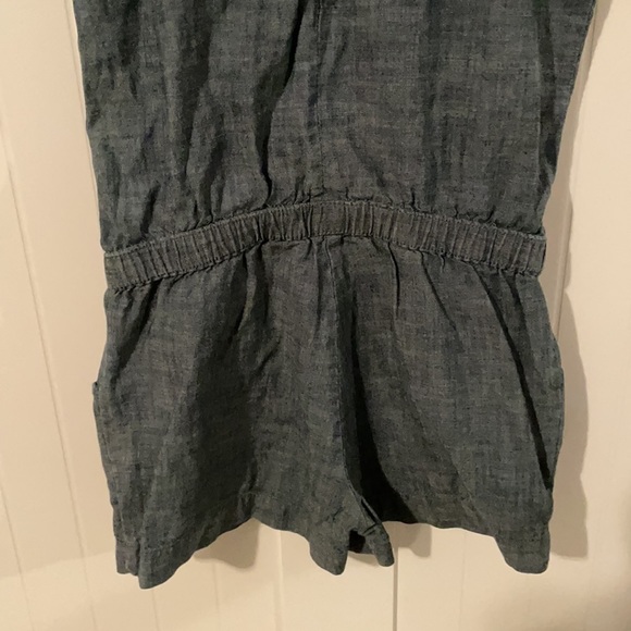 Gap Kids S 6 7 Chambray Romper blue shorts vacation tie stays put sturdy - Picture 8 of 9